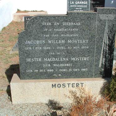 MOSTERT Jacobus Willem 1889-1958 &amp; Hester Magdalena MALHERBE 1889-1983