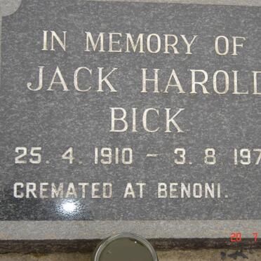 BICK Jack Harold 1910-1972