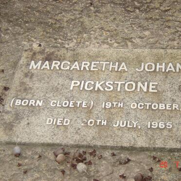 PICKSTONE Margaretha Johanna nee CLOETE 1899-1965