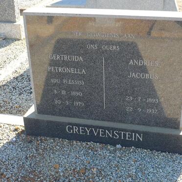 GREYVENSTEIN Andries Jacobus 1893-1937 &amp; Gertruida Petronella DU PLESSIS 1890-1979