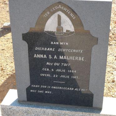 MALHERBE Anna S.A. nee DU TOIT 1884-1917