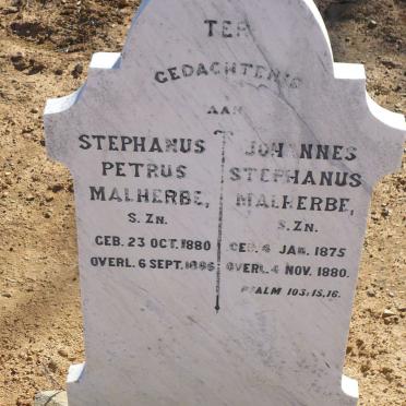 MALHERBE Johannes Stephanus 1875-1880 :: MALHERBE Stephanus Petrus 1880-1886