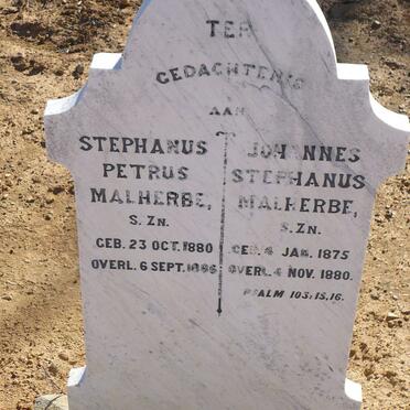 MALHERBE Johannes Stephanus 1875-1880 :: MALHERBE Stephanus Petrus 1880-1886