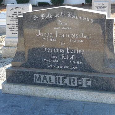 MALHERBE Jozua Francois 1853-1947 &amp; Francina Louisa RETIEF 1858-1934