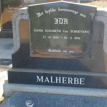 MALHERBE Alida Elizabeth nee SCHOEVERS 1897-1961