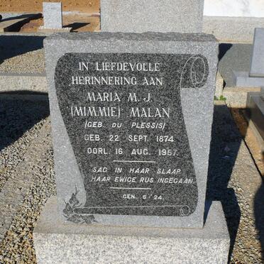 MALAN Maria M.J. nee DU PLESSIS 1874-1957