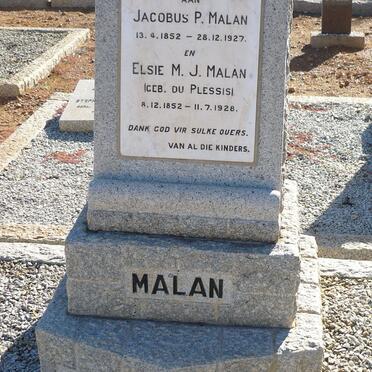 MALAN Jacobus P. 1852-1927 &amp; Elsie M.J. DU PLESSIS 1852-1928
