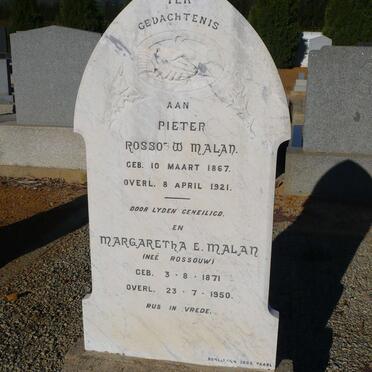 MALAN Pieter Rossouw 1867-1921 &amp; Margaretha E. ROSSOUW 1871-1950