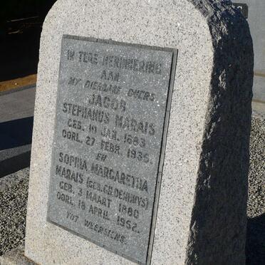 MARAIS Jacob Stephanus 1883-1936 &amp; Sophia Margaretha GILDENHUYS 1880-1952