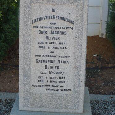 OLIVIER Dirk Jacobus 1864-1944 &amp; Catharine Maria WILLCOX 1869-1938