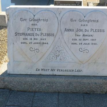 PLESSIS Pieter Stephanus, du 1863-1948 &amp; Anna Joh. BURGER 1867-1934