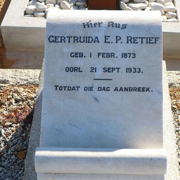 RETIEF Gertruida E.P. 1873-1933