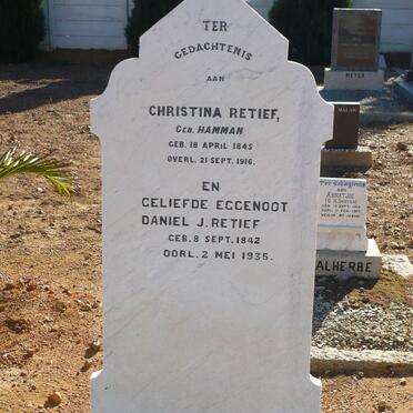 RETIEF Daniel J. 1842-1935 &amp; Christina HAMMAN 1845-1916
