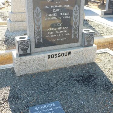 ROSSOUW Gabriël Petrus 1886-1963 &amp; Louisa Helena BALDWIN 1890-1960 :: BEHRENS Louisa Helena nee VAN ZYL 1915-2001