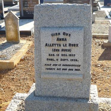 ROUX Aletta, le nee HUGO 1895-1930