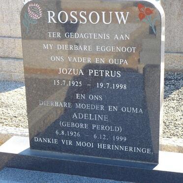 ROSSOUW Jozua Petrus 1925-1998 &amp; Adeline PEROLD 1926-1999