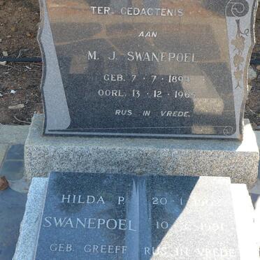 SWANEPOEL M.J. 1894-1965 &amp; Hilda P. GREEFF 1902-1991