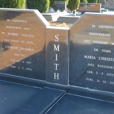 SMITH Lourens Erasmus 1917-1994 &amp; Maria Christina ROSSOUW 1922-2006