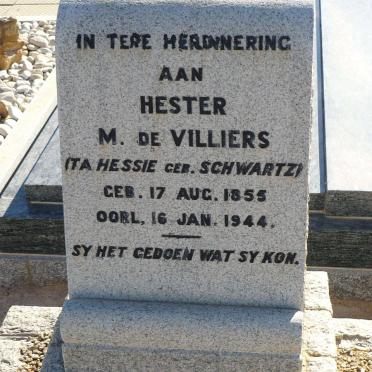 VILLIERS Hester M., de nee SCHWARTZ 1855-1944