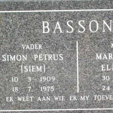 BASSON Simon Petrus 1909-1975 &amp; Margaretha Elizabeth 1917-1999