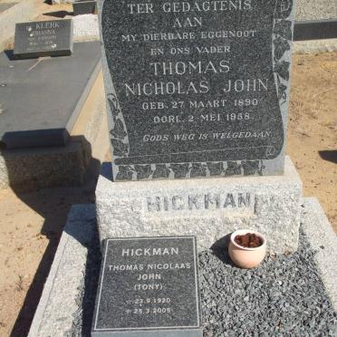 HICKMAN Thomas Nicholas John 1890-1958 :: HICKMAN Thomas Nicholas John 1920-2005