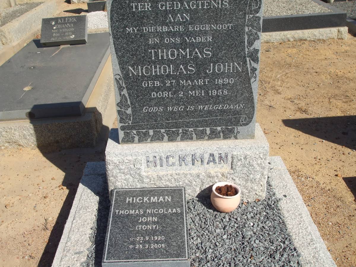 HICKMAN Thomas Nicholas John 1890-1958 :: HICKMAN Thomas Nicholas John 1920-2005