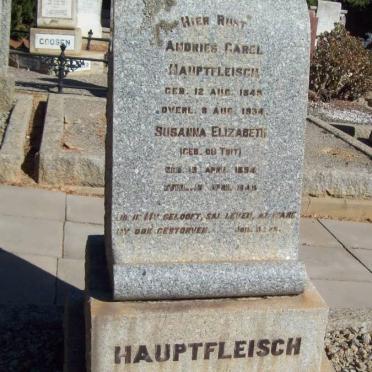 HAUPTFLEISCH Andries Carel 1848-1934 &amp; Susanna Elizabeth DU TOIT 1854-1948