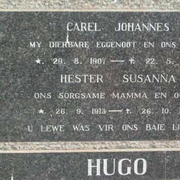 HUGO Carel Johannes 1907-1970 &amp; Hester Susanna  1913-1975