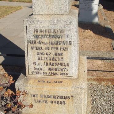JAARSVELD Paul A., van -1921 &amp; Elizabeth S. JOUBERT -1923