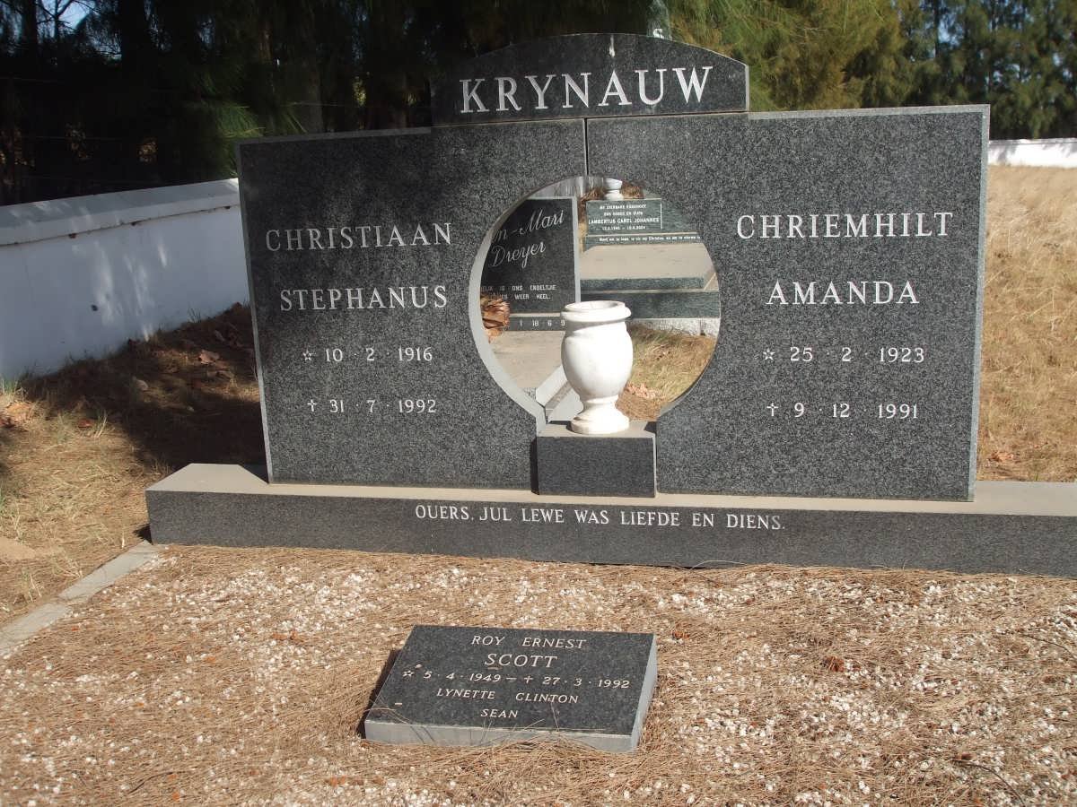 KRYNAUW Christiaan Stephanus 1916-1992 &amp; Chriemhilt Amanda 1923-1991 :: SCOTT Roy Ernest 1949-1992