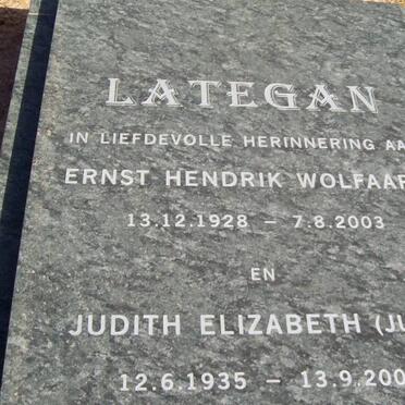 LATEGAN Ernst Hendrik Wolfaard 1928-2003 &amp; Judith Elizabeth 1935-2008