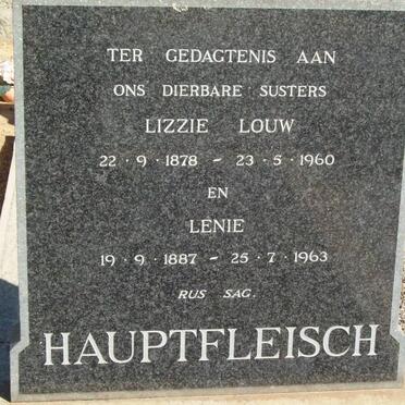 LOUW Lizzie nee HAUPTFLEISCH 1878-1960 :: HAUPTFLEISCH Lenie 1887-1963