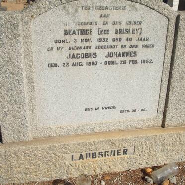 LAUBSCHER Jacobus Johannes 1887-1952 &amp; Beatrice BRISLEY -1932