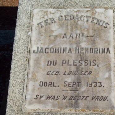PLESSIS Jacomina Hendrina, du nee LOUBSER -1933