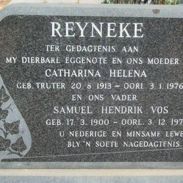 REYNEKE Samuel Hendrik Vos 1900-1976 &amp; Catharina Helena TRUTER 1913-1976
