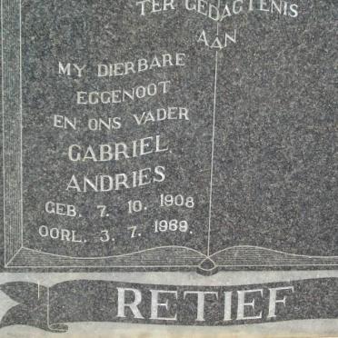 RETIEF Gabriel Andries 1908-1969