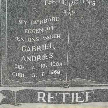 RETIEF Gabriel Andries 1908-1969