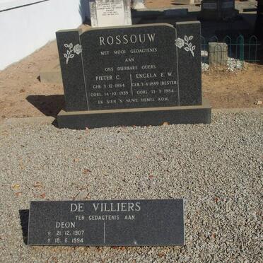 ROSSOUW Pieter C. 1884-1939 &amp; Engela E.W. BESTER 1889-1984 :: DE VILLIERS Deon 1907-1994