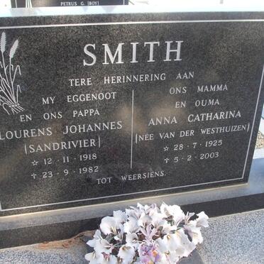 SMITH Lourens Johannes 1918-1982 &amp; Anna Catharina VAN DER WESTHUIZEN 1925-2003