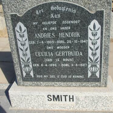 SMITH Andries Hendrik 1905-1947 &amp; Cecilia Gertruida LE ROUX 1896-1987
