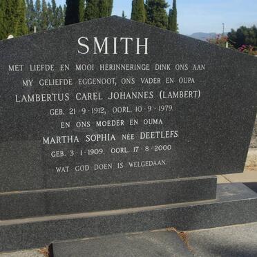 SMITH Lambertus Carel Johannes 1912-1979 &amp; Martha Sophia DEETLEFS 1909-2000