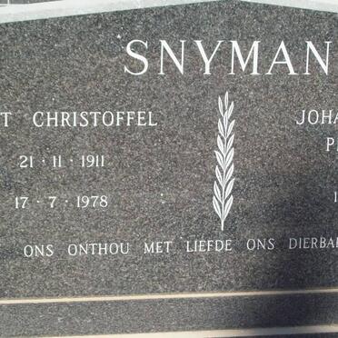 SNYMAN Gert Christoffel 1911-1978 &amp; Johanna Jacoba Petronella  1915-1978
