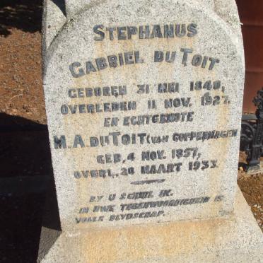 TOIT Stephanus Gabriel, du 1849-1927 &amp; M.A. VAN COPPENHAGEN 1857-1933
