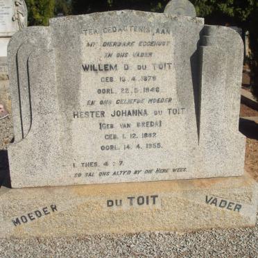 TOIT Willem D., du 1878-1946 &amp; Hester Johanna VAN BREDA 1882-1955