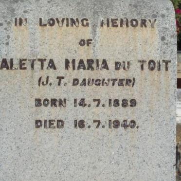 TOIT Aletta Maria, du 1889-1940