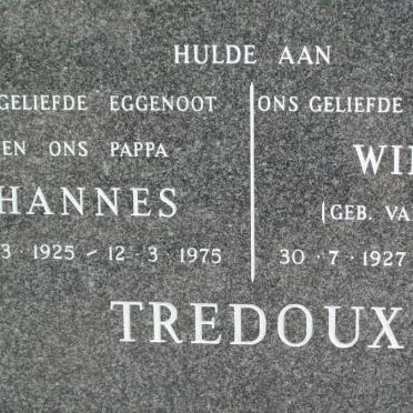 TREDOUX Hannes 1925-1975 &amp; Wilma VAN BILJON 1927-1996