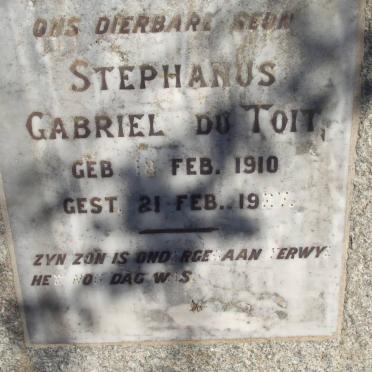 TOIT Stephanus Gabriel, du 1910-1927