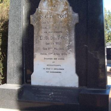 TOIT S.C., du 1805-1890 &amp; E.M. DE WET 1816-1890