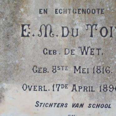 TOIT S.C., du 1805-1890 &amp; E.M. DE WET 1816-1890