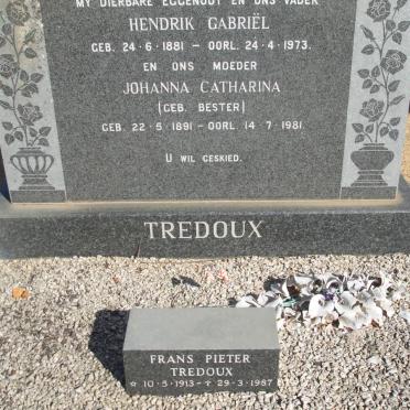 TREDOUX Hendrik Gabriel 1881-1973 &amp; Johanna Catharina BESTER 1891-1981